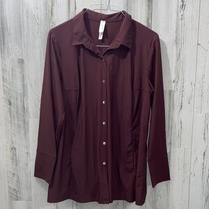 0122 Burgundy Button-Up Blouse